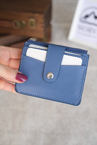 Norvi Leather Snap Fastener Zippered Card Holder 1253