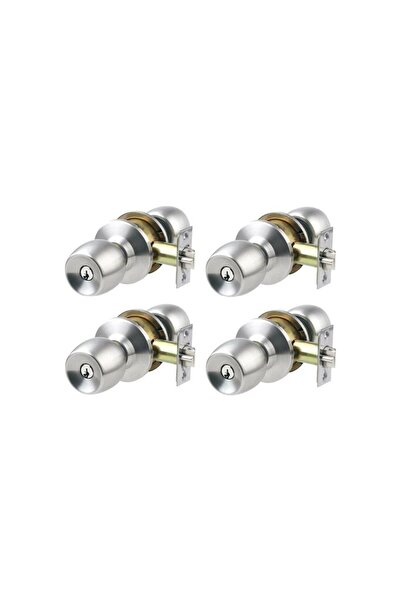 ARMATECH ENDÜSTRİYEL مقبض قفل الباب ذو الزر، مقبض قفل الغرفة من الساتان الرمادي الأمريكي، نوع الفندق، 4 قطع