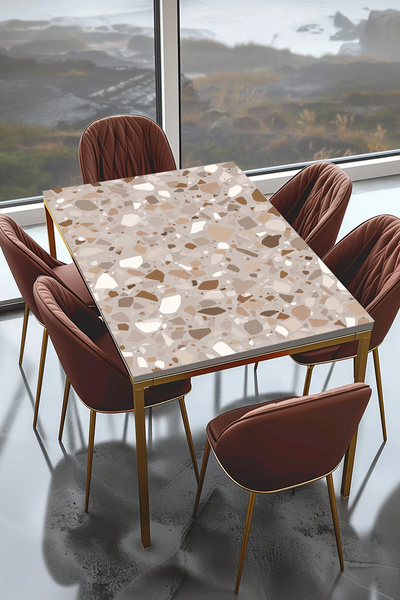 Rabadon Terrazzo Mosaic Pattern Adhesive Table Covering Foil - Waterproof Fur...