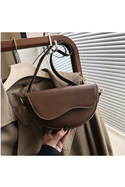 MY VİNTAGE Women's Brown Shoulder Bag Crossbody Adjustable Strap Bag with Zipper Quality Craftsmanship