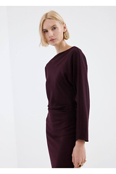MANGO Woman Büzgülü kayık yaka elbise