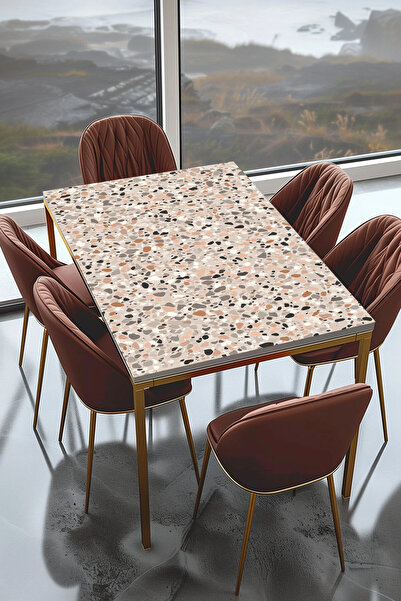 Rabadon رقائق لاصقة لتغطية الطاولات بنمط التيرازو - رقائق مقاومة للماء للأثاث...
