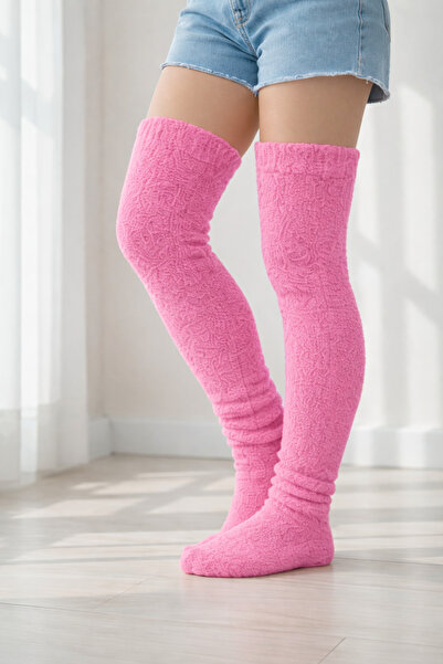 ribac Wellsoft Peluş Diz Üstü Ev Çorabı | Çift Taraflı Ultra Yumuşak Uyku & P...