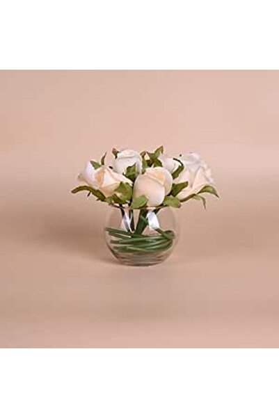 Generic مزهرية زجاجية مستديرة بخط ذهبي