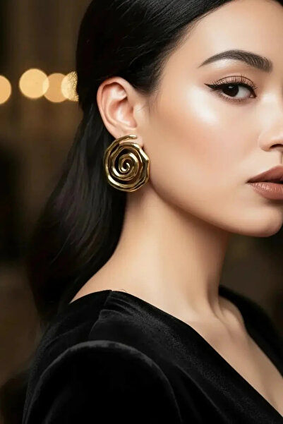 Dorvina 316L Steel Gold Color Spiral Model Women's Earrings Non-Tarnish |   Stylish and Durable Jewelry