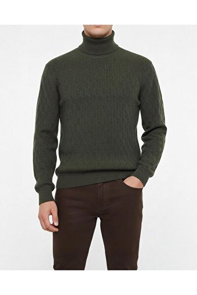 TerziAdemAltun Italian Style S Slim Fit Turtleneck Knitwear Men's Sweater Kha...