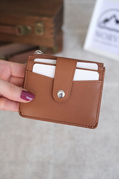 Norvi Leather Snap Fastener Zippered Card Holder 1253