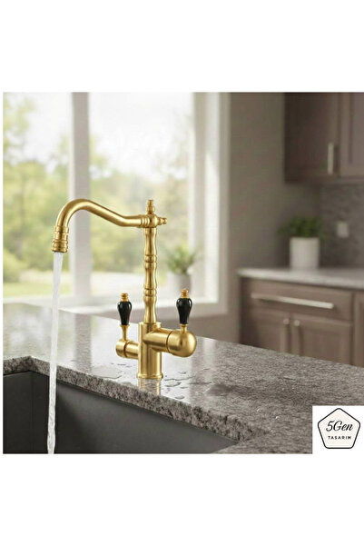 5Gen Tasarım Rustik Mat Altın Mutfak Evye Bataryası Arıtmalı