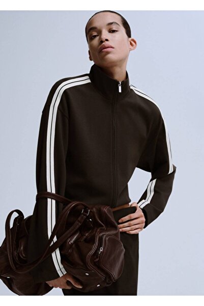 MANGO Woman Kontrast çizgili sweatshirt