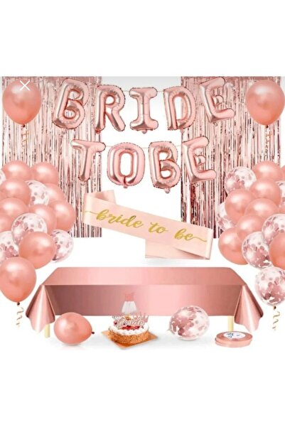Mora süslemeleri Brıde to be rose gold balon zinciri set masa örtüsü rose gol...