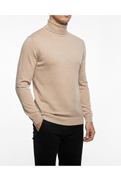 TerziAdemAltun Italian style s Slim Fit turtleneck men's knitwear sweater beige t15101
