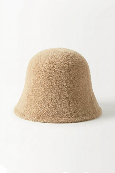 Kapin Camel Soft Fur Texture Bucket Bell Hat