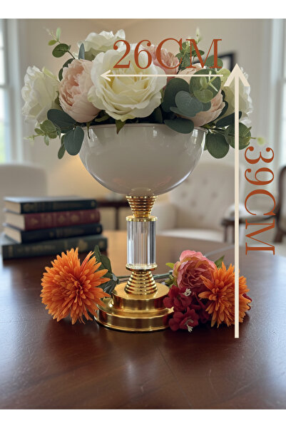 VAZO DEKOR üks Gold ve Kristal Tasarımlı Dekoratif Meyvelik & Çiçeklik