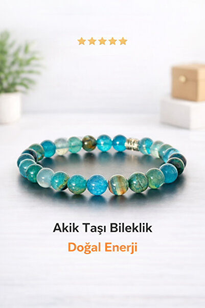 tesbihciadam Natural Agate Stone Bracelet – Handmade, Real Stone