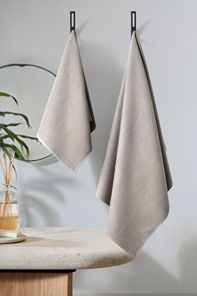 DNZGÜLCAN 2'li Waffle Dokuma %100 Pamuk Havlu Seti | 70x140 ve 50x90 cm - Pre...