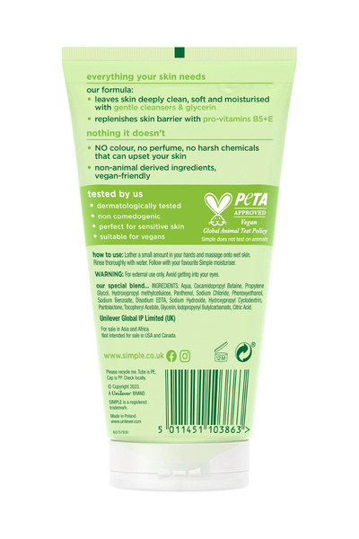 Simple Kind to Skin Karma ve Normal Ciltler İçin Sabunsuz Günlük Yüz Temizleme Jeli 150 ML 3'lü Set