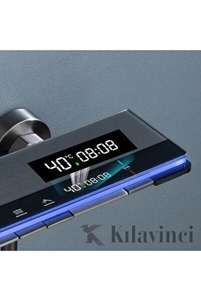 Kılavinci Dijital Ekranlı Mavi Ledli Duş Seti - Isı Derece Göstergeli Fonksiy...