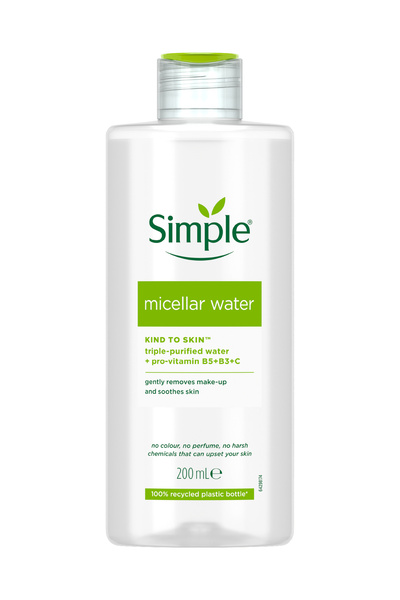 Simple Kind to Skin Micellar Ovalama Gerektirmeyen Gözenek Açıcı Nem Makyaj Temizleme Suyu 200 ML 3'li Set