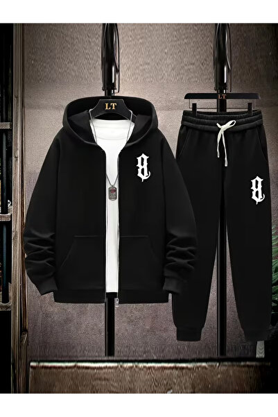 bellanova Set de 2 piese: hanorac imprimat cu fermoar și pantaloni de trening...