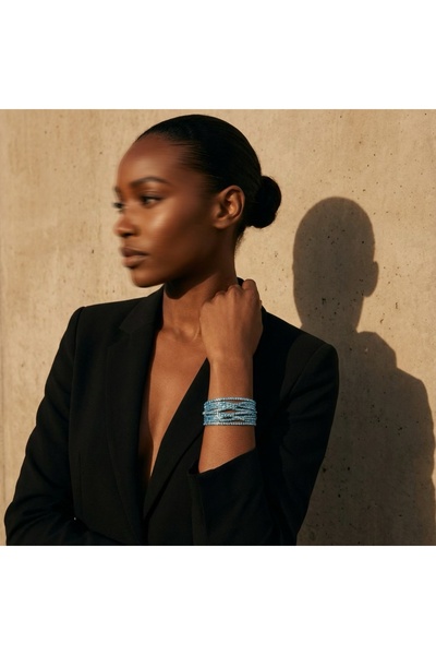 COCOSH TAKI Turquoise blue zircon multi-strand bracelet with sparkling stones