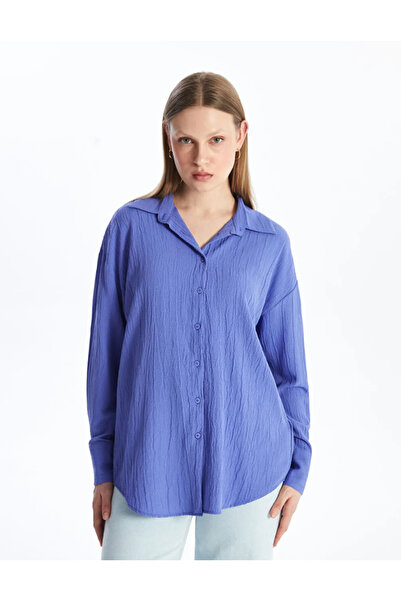 Meşe Moda Women's Lilac Oversized Comfortable Fit Long Sleeve Shirt