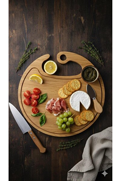 selinaksesuar لوح تقديم وتقديم الطعام الخشبي بتصميم عصري طراز فاف بيريك، مناسب للخبز والتقديم وتقديم البيتزا