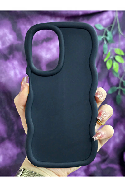 Magic Ring Realme C55 Compatible Soft Textured Wave Edge Matte Black Case