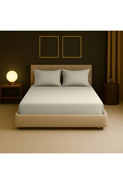 Sabia 100% Cotton 62 Thread Count 150X200 cm +37 cm Height Suitable Double Size Fitted Sheet Set