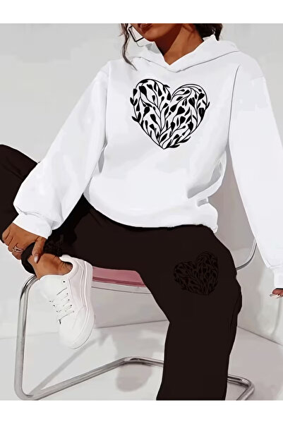 Sweet Cotton Unisex Printed Heart Tracksuit Set