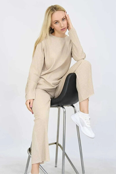 BY ARDELION بدلة نسائية مضلعة بأكمام طويلة ونسيج منزلي أسود موسمي