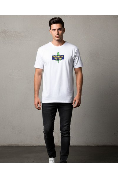 FAUNION Hepinize Yeter Slogan Embroidered Unisex T-Shirt