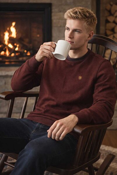 MYSLİON Bordo Colored Cotton Men's Sweatshirt