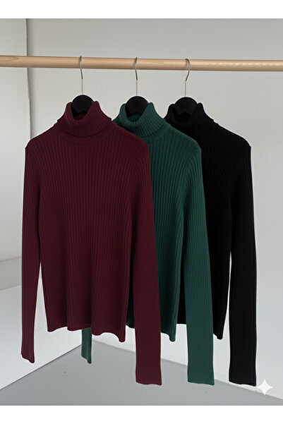 Buteks Yılbaşı 3’lü Set Kalın Yumuşak Dokulu Kışlık Pamuklu Balıkçı Yaka Şard...