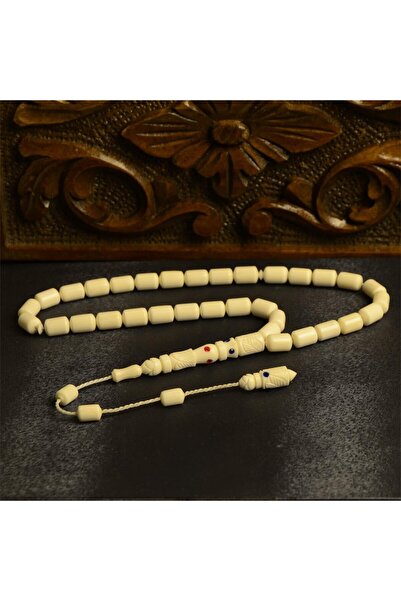 Burhan Sağlam Kapsül Kesim İmame İşçilikli 11x7 mm Deve Kemiği Tesbih