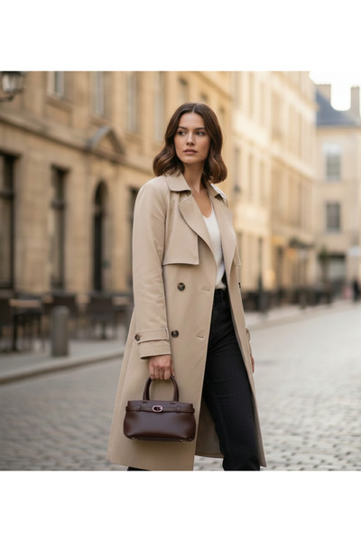 DMR PLACE Women's Leather-Look Small Size Buckle Detailed Hand and Shoulder Bag