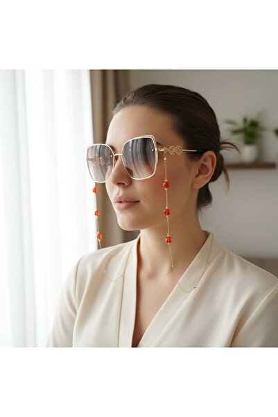 Ralp Moda Czech Crystal Eyeglass Chain Red Czech Crystal