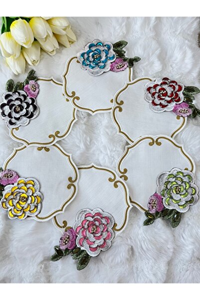 KUMSAL ÇEYİZ 6 Adet Sunumluk Peçete,Kokteyl Peçete,Kahve Yanı Sunum Peçetesi,...