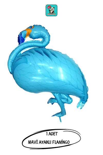 Bunloon Ayaklı Mavi Flamingo Folyo Balon Doğum Günü Parti Süsleme