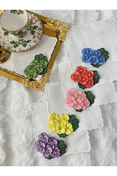 KUMSAL ÇEYİZ 6 Adet Sunumluk Peçete,Kokteyl Peçete,Kahve Yanı Sunum Peçetesi,...