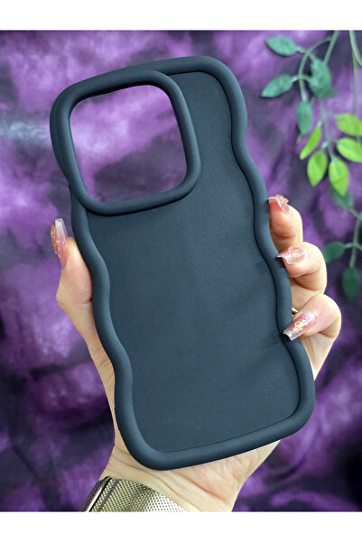 Magic Ring Redmi Note 14 4G Uyumlu Yumuşak Dokulu Dalga Kenarlı Mat Siyah Kılıf