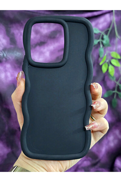 Magic Ring Vivo Y36 Uyumlu Yumuşak Dokulu Dalga Kenarlı Mat Siyah Kılıf