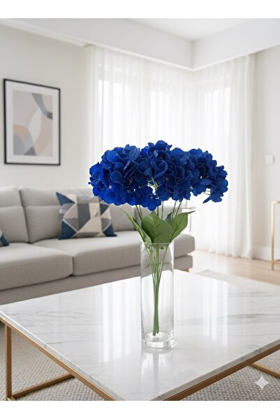 BUKET X Saks Mavisi 5 Dallı Yapay Ortanca
