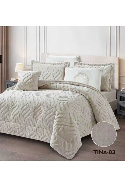 alzawia TINA Double Bedspread, Winter Fur, 7 Pieces, Fully Filled