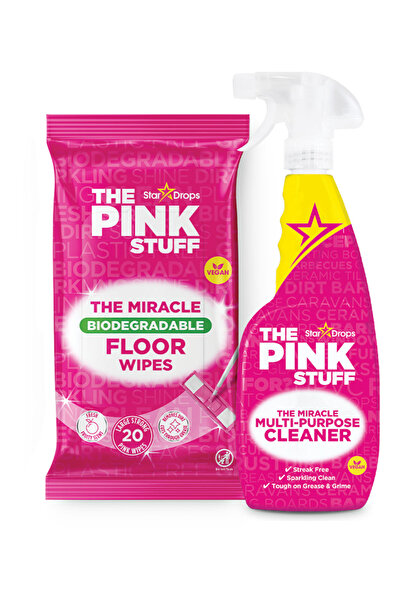 THE PINK STUFF The Pink Stuff Kit – 750ml Multi-Purpose Spray with 20 Biodegradable Floor Wipes.