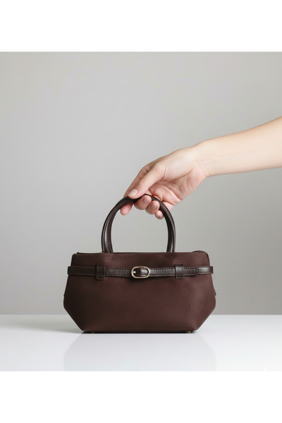 DMR PLACE Women's Suede Small Size Hand and Shoulder Bag with Buckle Detail