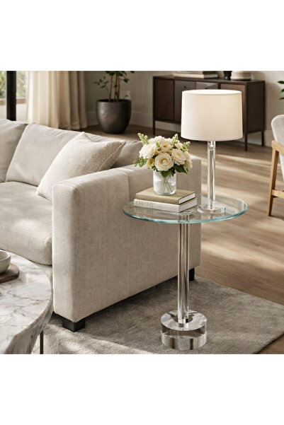 Tasamem Dafia Acrylic table with a clear glass top