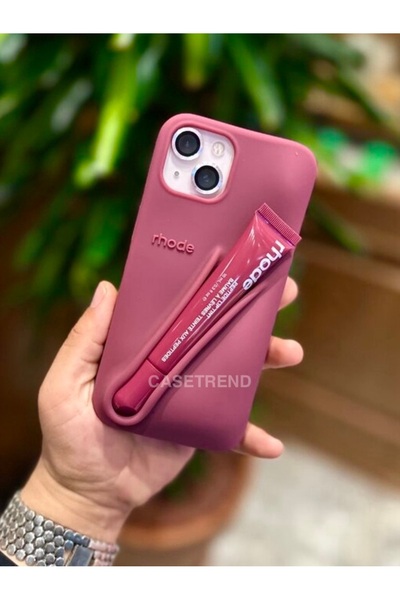 CASETREND iPhone (14 Plus/15 Plus) uyumlu Bordo (Raspberry Jelly) Ruj Bölmeli...