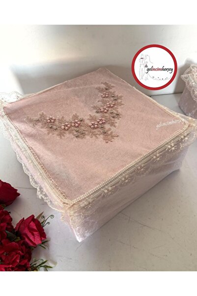 Gelincimherşey Nişan Çeyiz Bohçası İçin Dantelli Kadife Hurç Büyük Boy