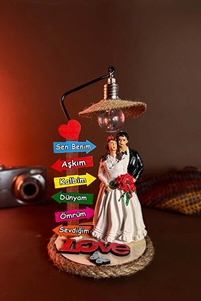 BOBİBLOS Gelin ve Damat Çift Biblosu | Işıklı Hediye Hediyelik Eşya Ahşap Ev ...