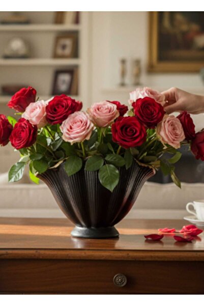 ariana sytle Vază pentru stridii neagră aurită, dimensiune mare 28x22 Gld